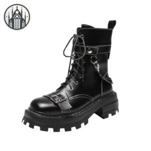 Bottines Gothiques Cuir Talon Bas — Univers Gothique