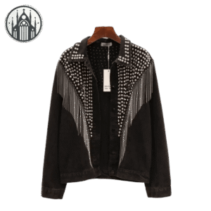 Veste Gothique Jeans Rivets Noire — Univers Gothique