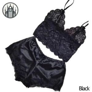 Ensemble Pyjama Gothique Dentelle Noire — Univers Gothique