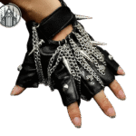 Gants Gothiques Cuir Chaîne Rivets