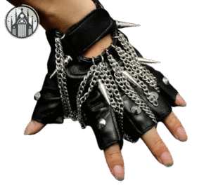 Gants Gothiques Cuir Chaîne Rivets