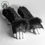 Gants Gothiques Velours Noir Long — Univers Gothique (vue 2)