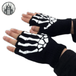 Gants Gothiques Demi-Doigts Crâne Coton — Univers Gothique (vue 2)