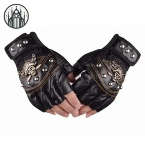 Gants Gothiques Cuir Mouton Crâne — Univers Gothique