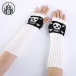 Gants Gothiques: Chaîne Et Rivet - Livraison Gratuite! - Blanc
