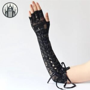 Gants Gothiques Velours Dentelle Fourrure — Univers Gothique