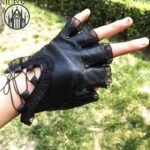 Gants Gothiques Cuir Dentelle — Univers Gothique (vue 3)