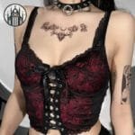 Haut Gothique Patchwork En Dentelle - Tailles S/m/l - Rouge & Noir / s