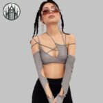 Haut Gothique Asymétrique Patchwork Femme — Univers Gothique