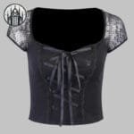 Haut Vintage Chic En Dentelle Noire Et Florale Pour Femme