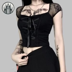Haut Gothique Dentelle Florale Femme — Univers Gothique