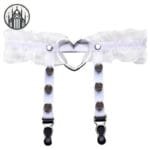 Jarretière Tour De Cuisse Gothique Femme - Style Unique Avec Harnais à Ailes - Blanc