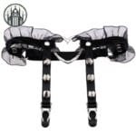 Jarretière Tour De Cuisse Gothique Femme - Style Unique Avec Harnais à Ailes - Noir