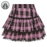 Jupe Gothique A-line Aux Carreaux Plaid: L’alliance Parfaite De L’esthétique Lolita - Violet / Xs