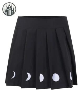 Jupe Gothique Lune Brodée Femme — Univers Gothique