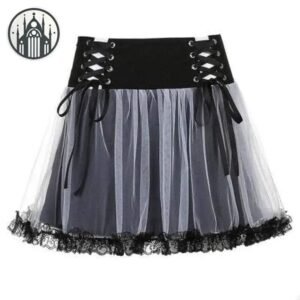 Jupe Gothique Tulle Dentelle Mini — Univers Gothique
