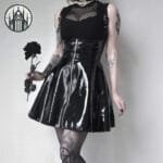 Jupe Gothique En Simili Cuir Noir Imperméable