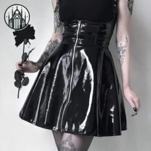 Jupe Gothique En Simili Cuir Noir Imperméable 2 Jupe Gothique En Simili Cuir Noir Imperméable