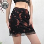 Jupe Gothique Lune Soleil Imprimée — Univers Gothique (vue 4)
