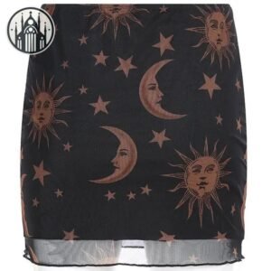Jupe Gothique Lune Soleil Imprimée — Univers Gothique