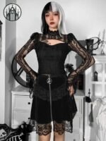 Jupe Gothique Mini Étages Dentelle — Univers Gothique (vue 3)