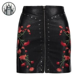 Jupe Gothique Longue En Cuir Pu Avec Guide De Taille - s