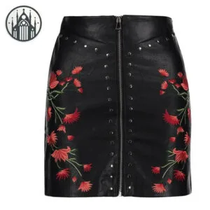 Jupe Gothique Longue En Cuir Pu Avec Guide De Taille - s