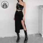 Jupe Gothique Longue Fente Noire — Univers Gothique (vue 5)