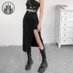 Jupe Gothique Longue Fente Noire — Univers Gothique (vue 4)