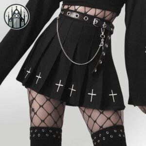 Jupe Gothique Mini Croix Décorée — Univers Gothique