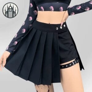 Jupe Gothique Plissée Noire Pour Femme: Style Esthétique Et Résistant