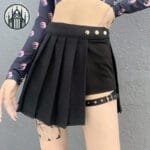 Jupe Gothique Plissée Noire Pour Femme: Style Esthétique Et Résistant