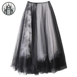 Jupe Gothique Punk Chic En Tulle Noir Transparent