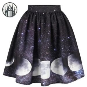 Jupe Gothique Lune Phase Imprimé — Univers Gothique