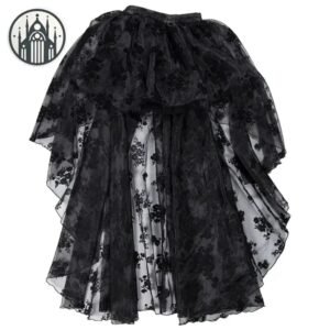 Jupe Gothique Tulle Asymétrique Dentelle — Univers Gothique