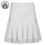 Jupe Mi-longue évasée En Dentelle Florale - Blanc / s