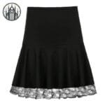 Jupe Mi-longue évasée En Dentelle Florale - Noir / s