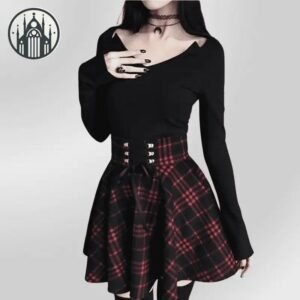 Jupe Gothique Carreaux Taille Empire — Univers Gothique