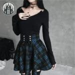 Jupe Plaid Gothique Pour Femmes - Style Empire Sublime! - Vert / s