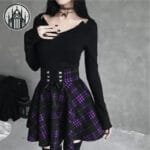 Jupe Plaid Gothique Pour Femmes - Style Empire Sublime! - Violet / s