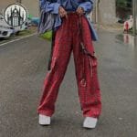 Jupe Rouge écossaise En Polyester: Style Gothique Et Féminin