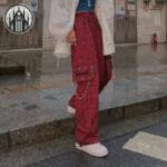 Jupe Rouge écossaise En Polyester: Style Gothique Et Féminin - s