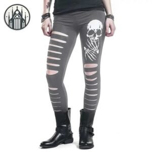 Legging Gothique Crâne Déchiqueté 3D — Univers Gothique