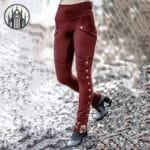 Legging Gothique Femme Taille Haute En Nylon Spandex & Cuir - Livraison Standard Offerte! - Bourgogne / s