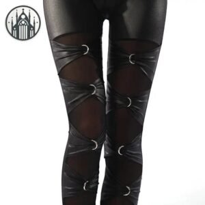 Legging Gothique Punk Ajouré Anneaux — Univers Gothique