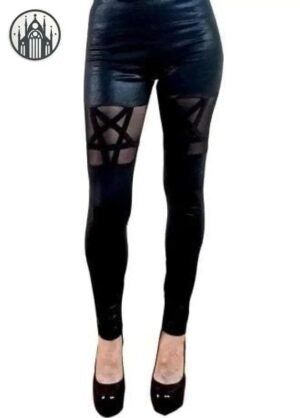Leggings Gothique Paillettés Pentagrammes — Univers Gothique