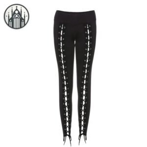 Leggings Gothique Nylon Lacets Noir — Univers Gothique