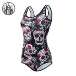 Maillot De Bain Gothique Tête De Mort - élégance Infernale - 002 / Xs