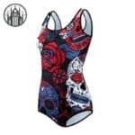 Maillot De Bain Gothique Tête De Mort - élégance Infernale - 003 / Xs