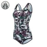 Maillot De Bain Gothique Tête De Mort - élégance Infernale - 006 / Xs